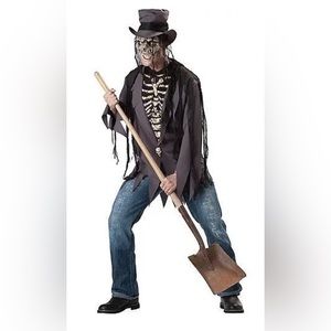 Spooky Scary Skeleton Grave Robber Halloween Costume Men’s Size Large Stretchy